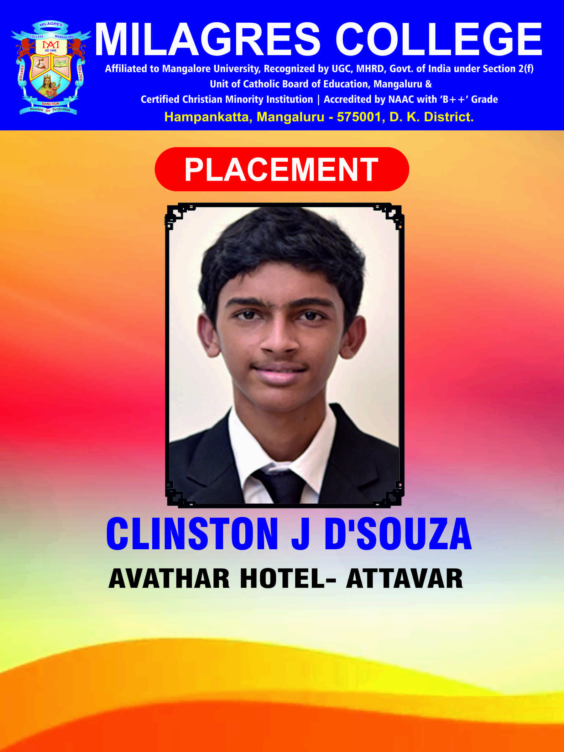 Successfully placed student